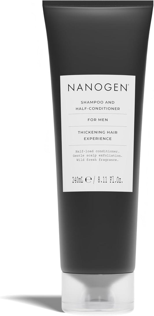 Nanogen Thickening Shampoo And Half Conditioner For Men 240Ml - Sensitive, Deep Cleansing With Salicylic Acid And Hair Growth Ingredients To Encourage Hair Growth. Can Use With Minoxidil Treatment