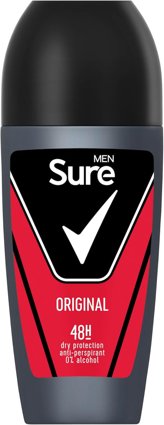 Sure Men Original Anti-Perspirant Roll On Men'S Deodorant With Motionsense Technology For 48 Hour Protection Against Sweat And Odour 6X 50 Ml
