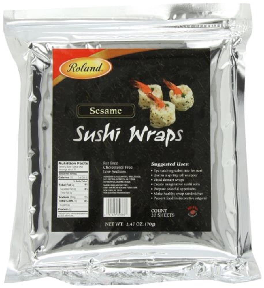 Roland Foods Sesame Sushi Wrap, Sourced in the USA, 20-Count Package