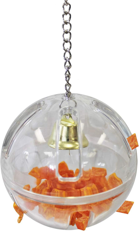 Forage Globe With Bell - Fun & Durable Treat Foraging Toy - For Sugar Gliders, Degus, Parrots, Birds Marmosets, Squirrels Hamsters, Rats, Chinchillas, Guinea Pigs, Gerbils, Mice & Other Small Pets