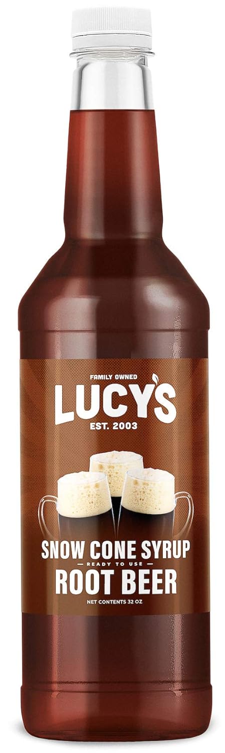Lucy'S Family Owned - Shaved Ice Snow Cone Syrup - Root Beer - 32 Oz Syrup Bottle