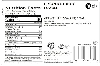 Yupik Organic Baobab Powder, 8.8 Ounce, Non-Gmo, Vegan, Gluten-Free