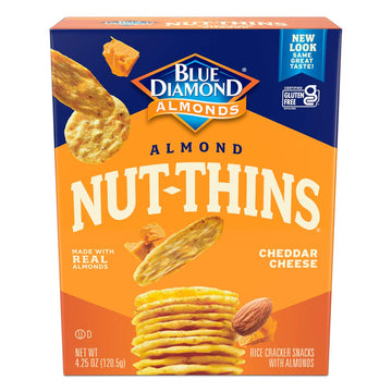 Blue Diamond Almonds Nut-Thins Cracker Crisps, Cheddar Cheese, 4.25 Ounce (Pack Of 12)