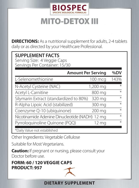 Mito-Detox Iii – N-Acetyl Cysteine (Nac), Acetyl L-Carnitine, Alpha Lipoic Acid (Ala), Co-Q-10