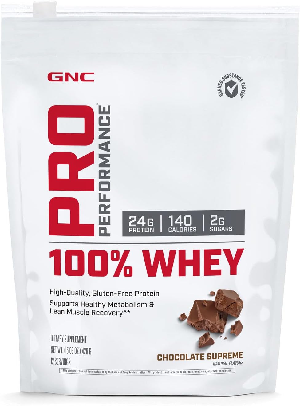 Gnc Pro Performance 100% Whey Protein Powder - Chocolate Supreme, 12 Servings, Supports Healthy Metabolism And Lean Muscle Recovery