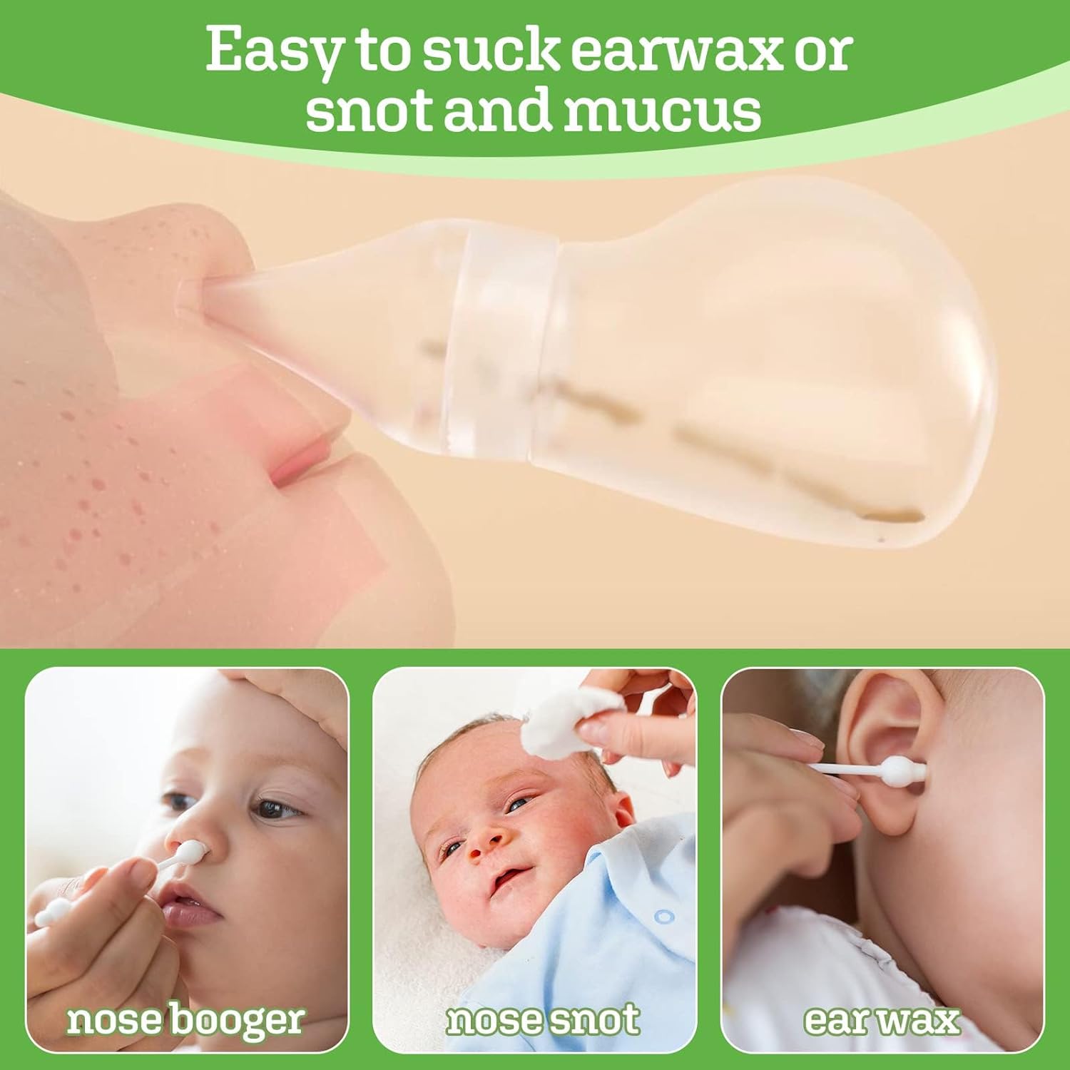 Haakaa Silicone Baby Nasal Aspirator | Nose Bulb Syringe | Easy-Squeezy Baby Nose Cleaner, 0m+ Newborn Infant &Toddler - BPA Free Silicone : Baby
