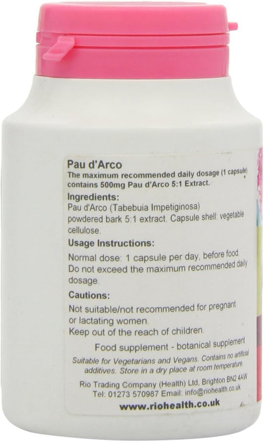Rio Amazon 500 Mg Pau D'Arco 5:1 Extract 120 Vegetarian Capsules, 60 G