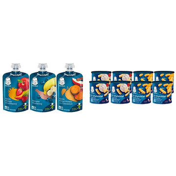 Gerber Baby Food Pouches, Toddler 12+ Months And Gerber Snacks For Baby Value Pack, Lil Crunchies (8Th Generation)