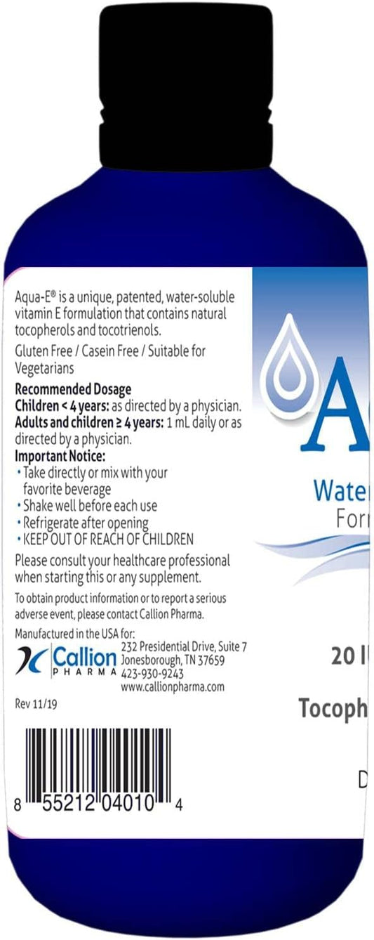 Unique E A.C. Grace Company, Aqua-E Water-Soluble Vitamin E, Tocopherols & Tocotrienols, 8 Fl Oz (237 Ml)