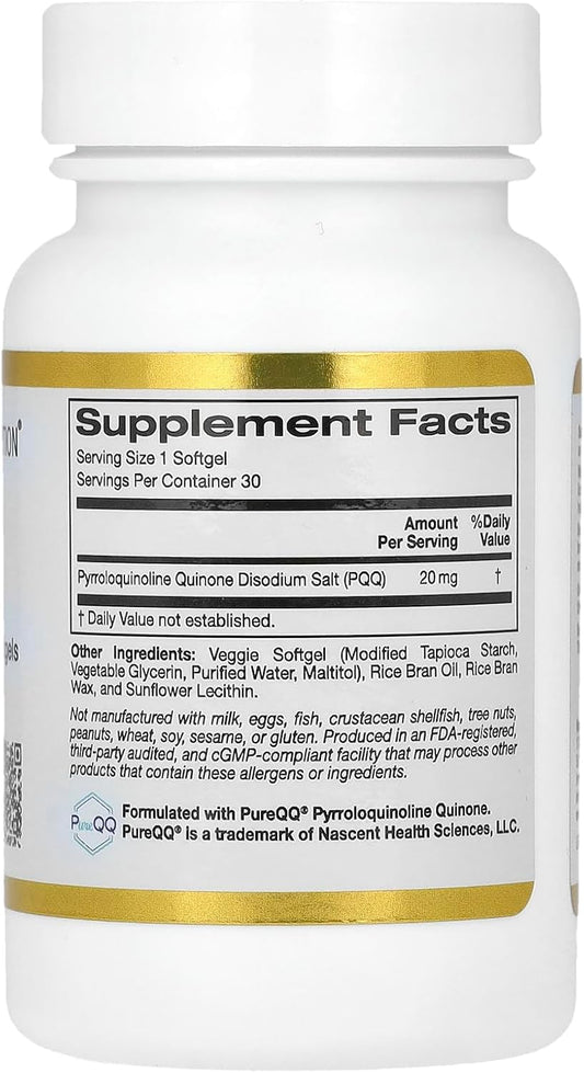 California Gold Nutrition Pqq, 20 Mg, 30 Veggie Softgels