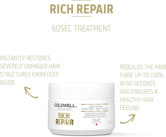 Goldwell Dualsenses Rich Repair Restoring 60Sec Treatment For Severely Damaged Hair, 200Ml