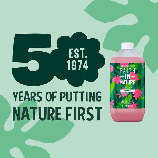 Faith In Nature Natural Dragon Fruit Shampoo, Revitalising For Oily Hair & Scalp, Vegan & Cruelty Free, No Sls, Silicones Or Parabens, 5L Refill Pack