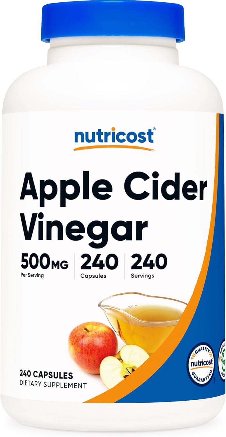 Nutricost Apple Cider Vinegar Capsules 500mg, 240 Vegetarian Capsules - Natural, Vegetarian, GMP, Non-GMO and Gluten Free