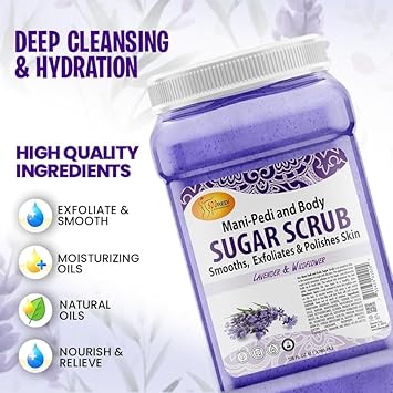 Spa Redi – Sugar Body Scrub, Lavender And Wildflower, 128 Oz Exfoliating, Moisturizing, Hydrating And Nourishing, Glow, Polish, Smooth And Fresh Skin - Body Exfoliator : Beauty & Personal Care