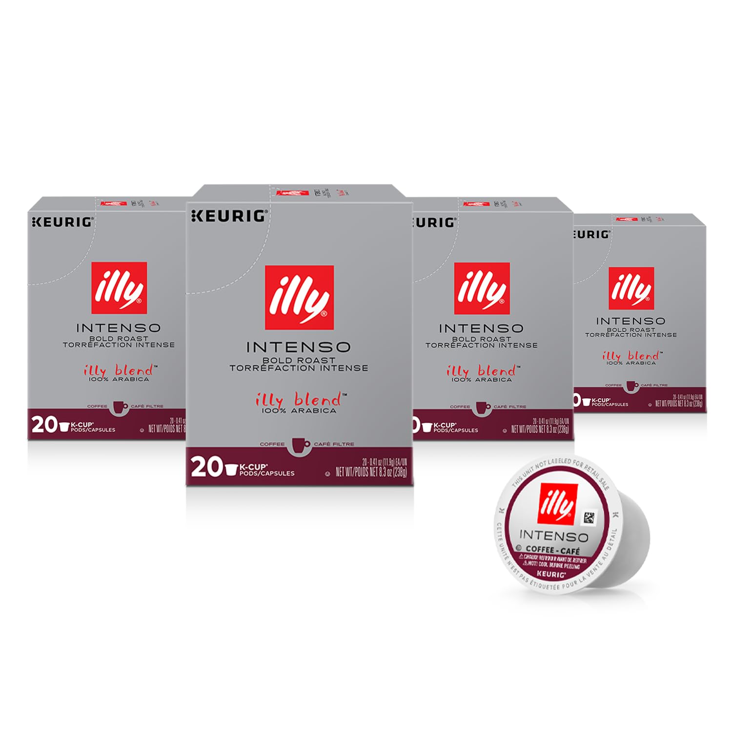 Illy Coffee K Cups - Coffee Pods For Keurig Coffee Maker – Intenso Dark Roast – Notes Of Cocoa & Dried Fruit - Bold, Flavorful & Full-Bodied Flavor Of Pods Coffee - No Preservatives – 20 Count, 4 Pack