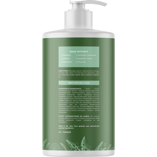 Clarifying Shampoo For Build Up And Oily Hair - Deep Cleansing Shampoo With Rosemary - Refreshing Lemon For Greasy Hair & Jojoba Oil For Scalp Cleanser - Anti Residue Shampoo For Healthy Scalp - 25 Oz