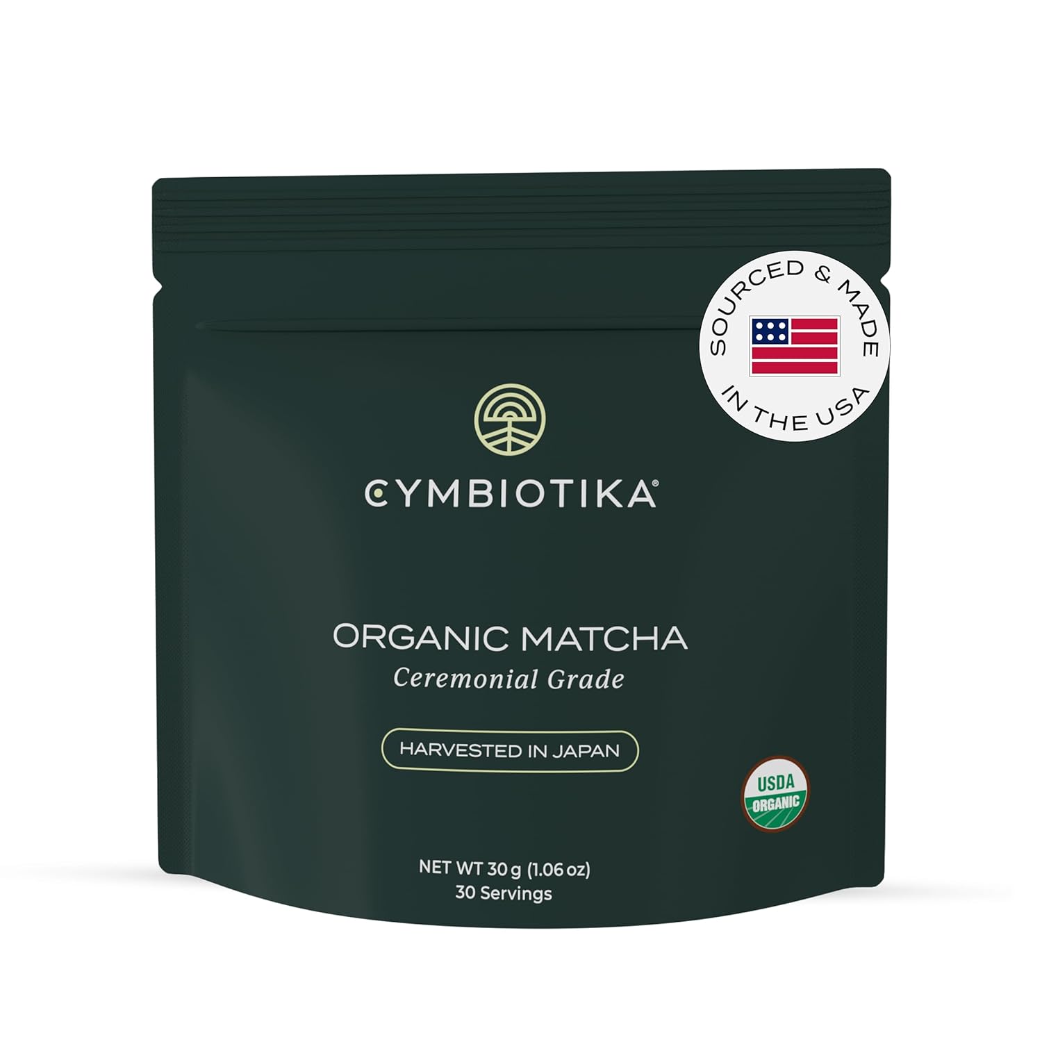 Cymbiotika Japanese Organic Matcha Green Tea Powder, Gluten Free & Vegan Authentic Ceremonial Grade Matcha Mix For Natural Energy Antioxidants, Focus, Anti Aging & Metabolism Support, 30 Servings