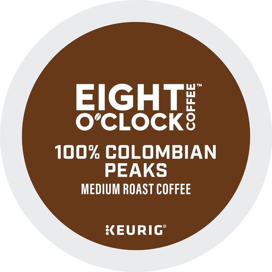 Eight O'Clock Coffee Colombian Peaks, Keurig Single Serve K-Cup Pods, Medium Roast, 12 count, pack of 6