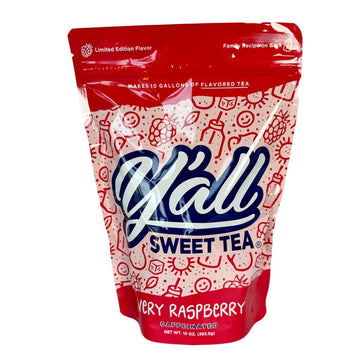 Y'All Sweet Tea - Raspberry Flavored Iced Tea Bags One Gallon Size In 10 Gallons Per Pack Quick Brew Southern Ice Tea With Bold Raspberry Flavor | As Seen On Shark Tank (Caffeinated)