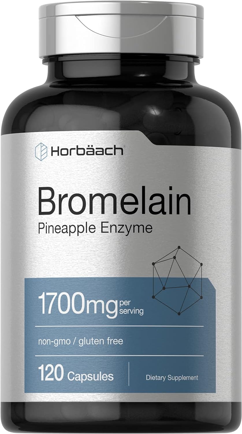 Horbäach Bromelain 1700 Mg | 120 Capsules | Supports Digestive Health | Pineapple Enzyme Supplement | Non-Gmo, Gluten Free