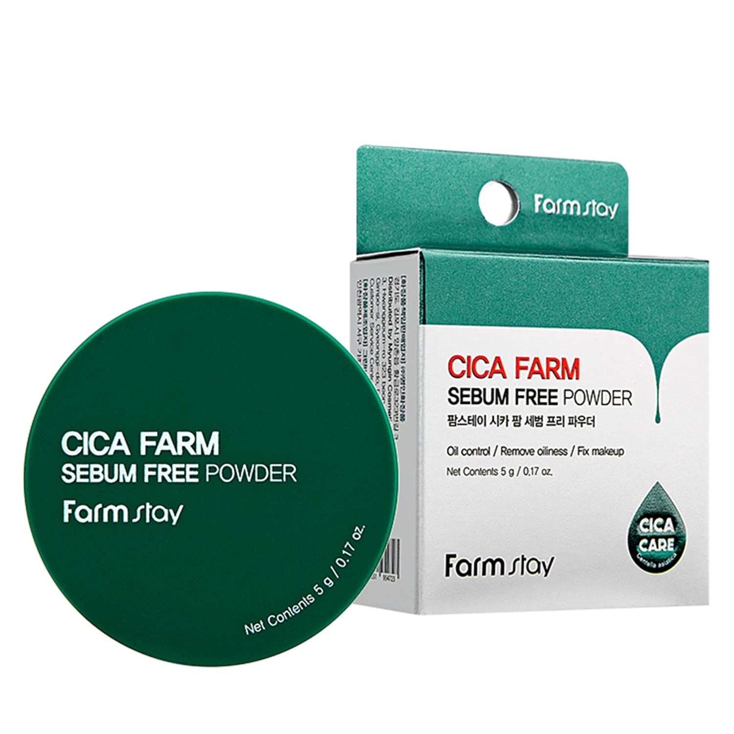 Farmstay Cica Farm Sebum Free Powder 5G- Korean Setting Mild Powder Before Makeup, Setting Powder For Oily Skin, K-Beauty