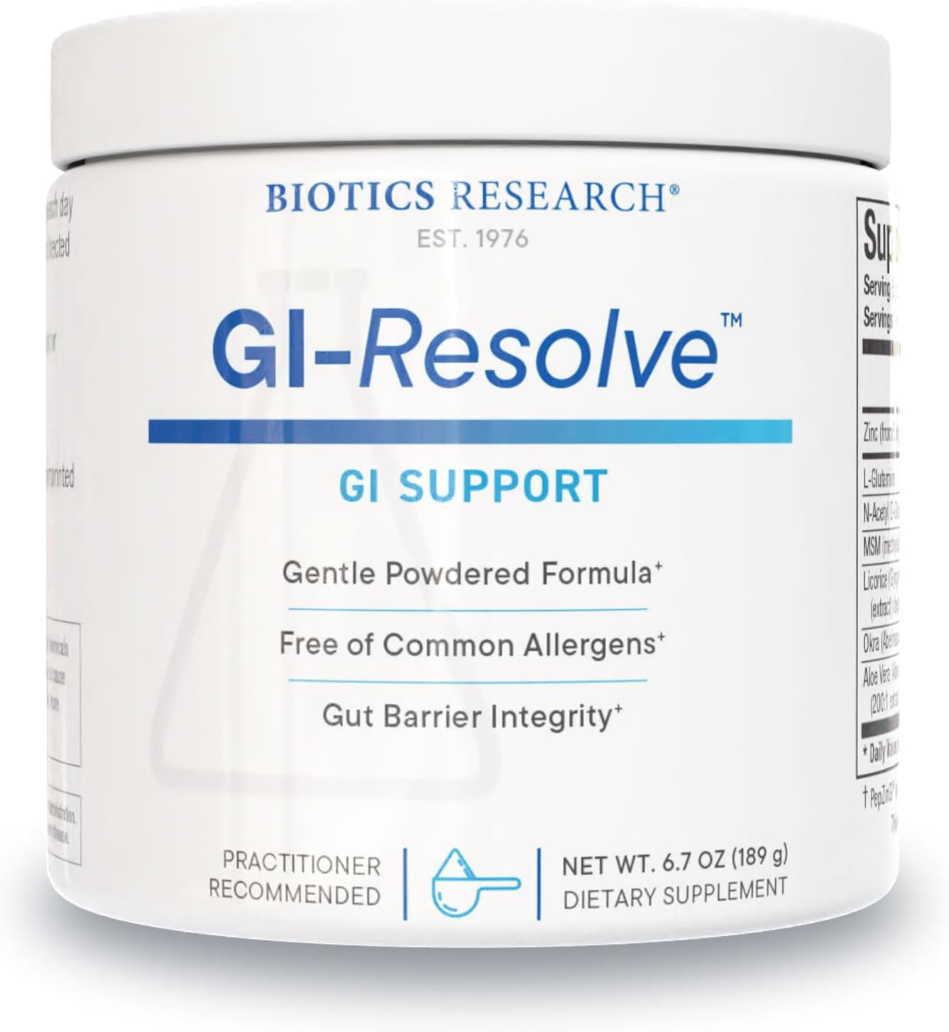 Biotics Research Gi Resolve™ Advanced L-Glutamine Powder Formula For Gut Lining Support & Healing - Optimal Gastrointestinal Function - Premium 7-Ingredient With Zinc Carnosine & Botanicals- 6.7Oz