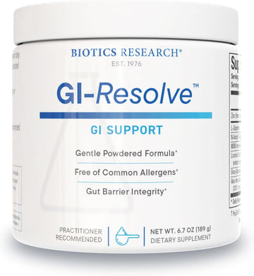 Biotics Research Gi Resolve™ Advanced L-Glutamine Powder Formula For Gut Lining Support & Healing - Optimal Gastrointestinal Function - Premium 7-Ingredient With Zinc Carnosine & Botanicals- 6.7Oz