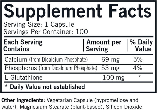 Kirkman Reduced L-Glutathione 100 Mg - Hypoallergenic | 100 Vegetarian Capsules | Antioxidant