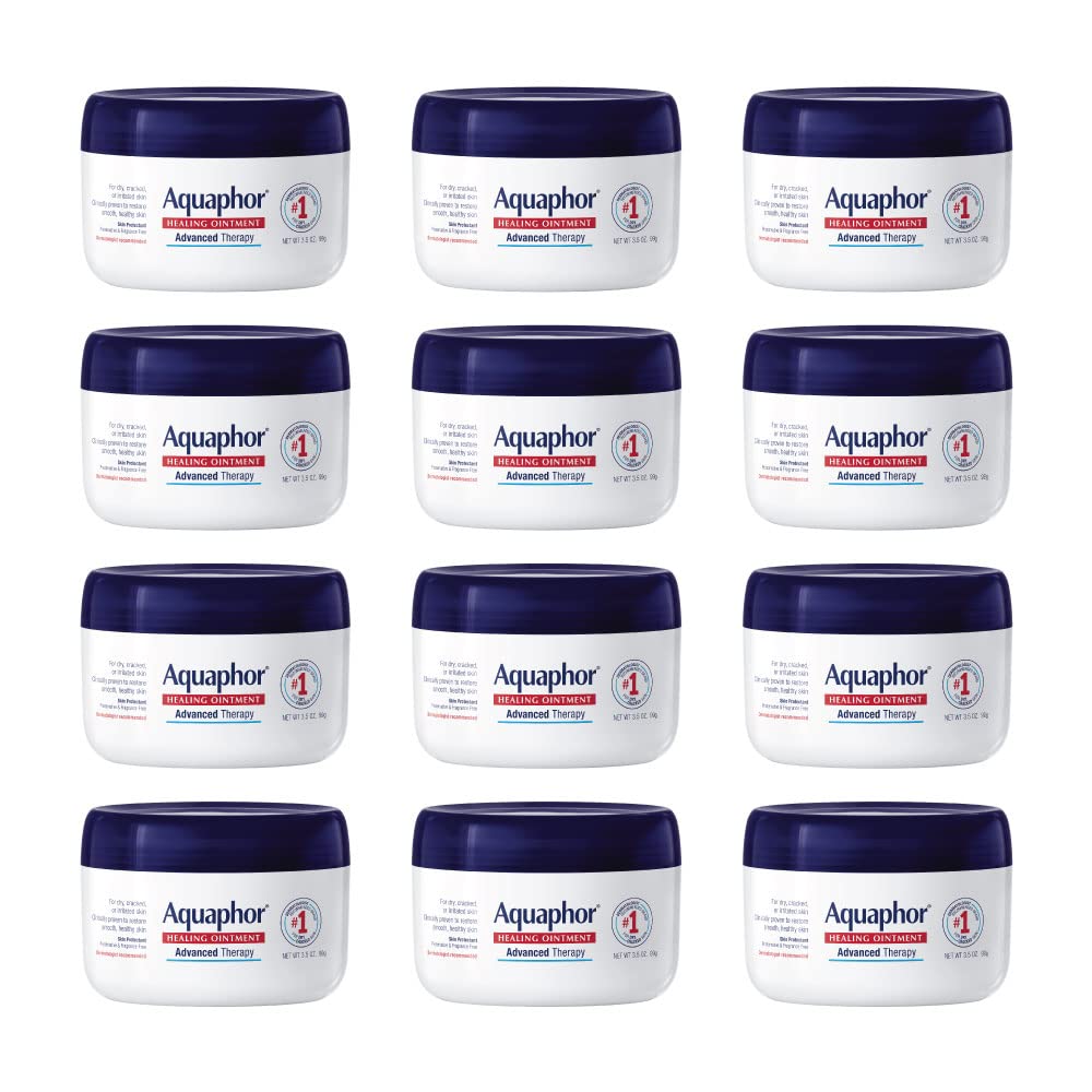 Aquaphor Healing Ointment Advanced Therapy Skin Protectant, Dry Skin Body Moisturizer, 3.5 Oz Jar, Pack of 12 : Beauty & Personal Care