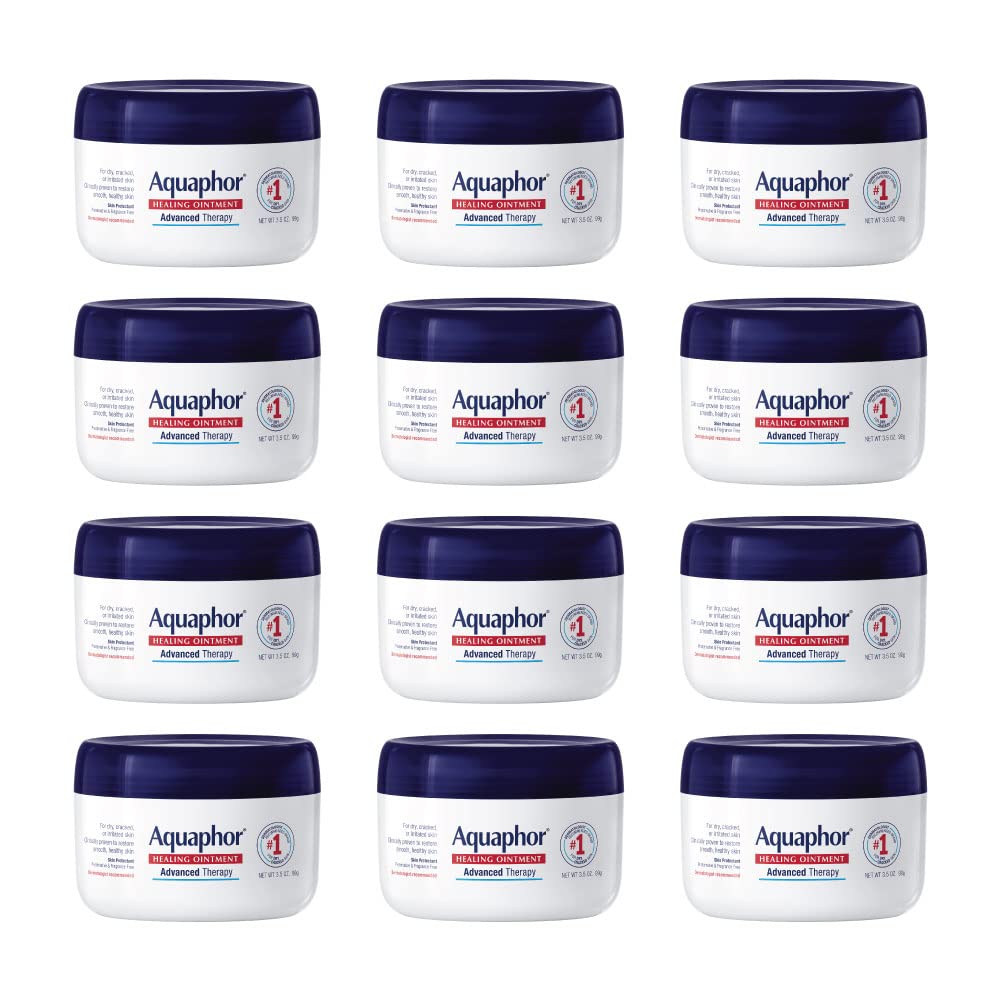 Aquaphor Healing Ointment Advanced Therapy Skin Protectant, Dry Skin Body Moisturizer, 3.5 Oz Jar, 12 Count (Pack of 4) : Beauty & Personal Care