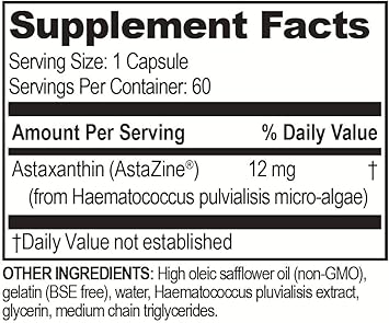 Brain Basics Ultra Pure Astaxanthin - 12Mg Astazine With 6Mg Vitamin E. Non-Gmo, Gluten Free Astaxanthin Supplements For Memory, Focus And Clarity - 60 Softgels