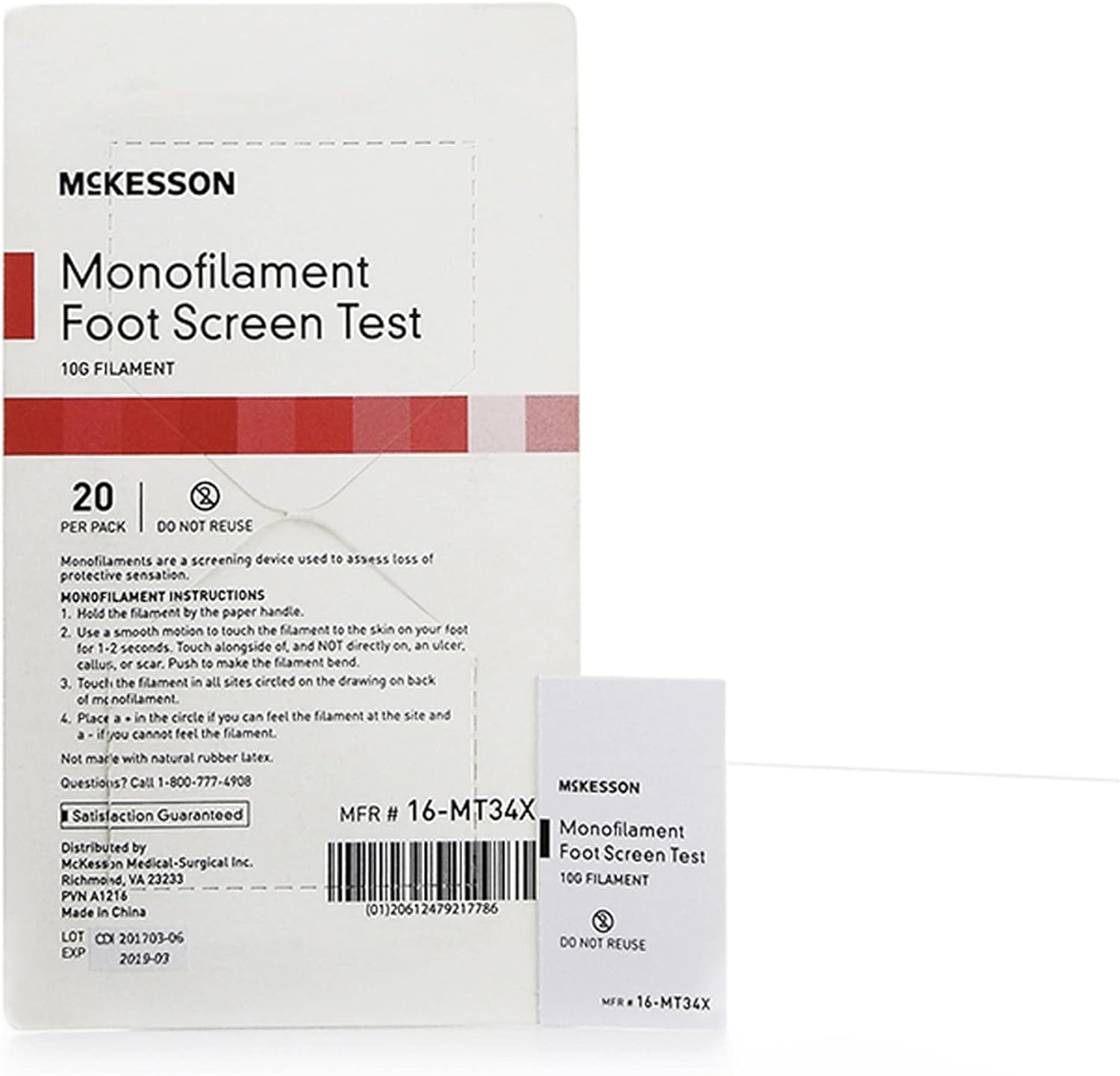 McKesson Monofilament Foot Screen Test, Neuropathy Screening Test Diabetic, 10 g, 20 Count : Health & Household