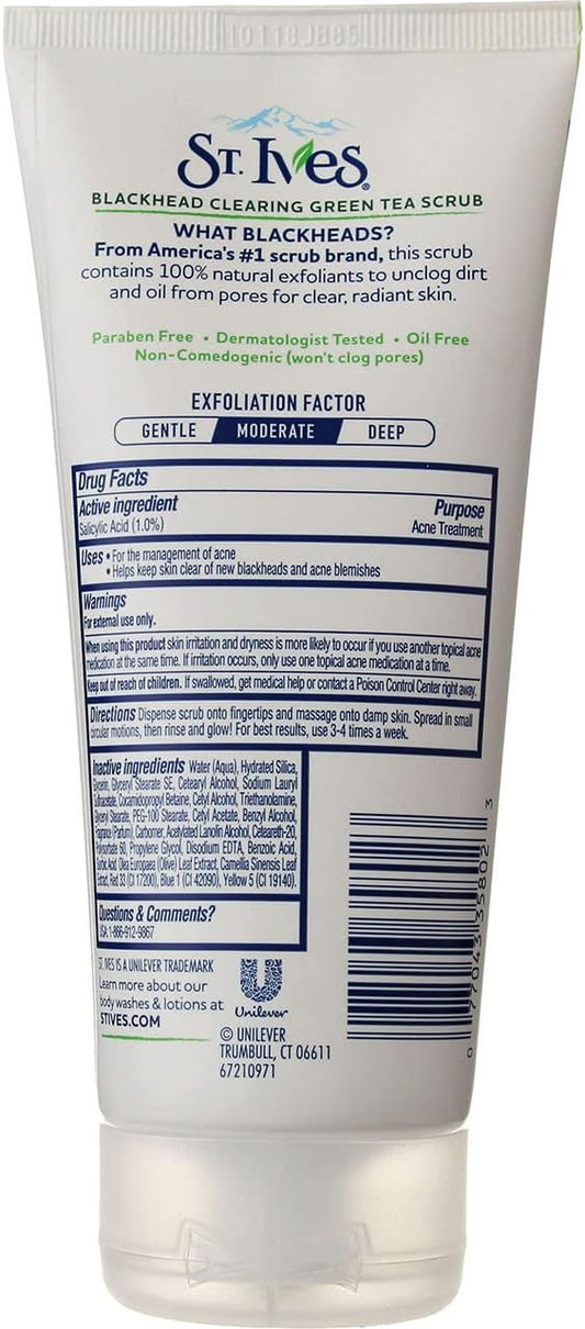 St. Ives Blackhead Clearing Face Scrub Green Tea 6 Oz(Pack Of 2)