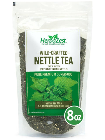 HerbaZest Nettle Tea (Ortiga/Stinging Nettle) - 8oz (225g) - Premium Wild-Crafted & 100% Pure Leaves, Roots & Stems