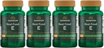 Swanson Natural E-400 Real Food From Non-Gmo Sunflower Oil 400 Iu (268 Mg) 60 Sgels 4 Pack
