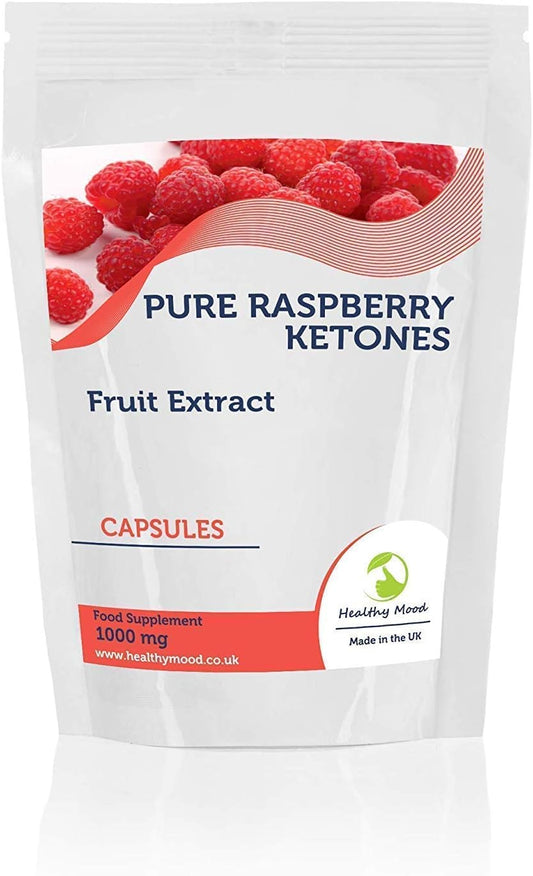 Raspberry Ketones Fruit Extract 1000Mg Supplement 30 Capsules Weight Loss And Obesity Increase Lean Body Mass Improve Hair Growth Nutrition Supplements Healthy Mood Uk Quality Nutrients