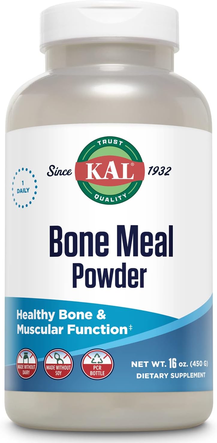 Kal Bone Meal Powder | Sterilized & Edible Supplement Rich In Calcium, Phosphorus, Magnesium | For Bones, Teeth, Nerves, Muscular Function | 16 Oz