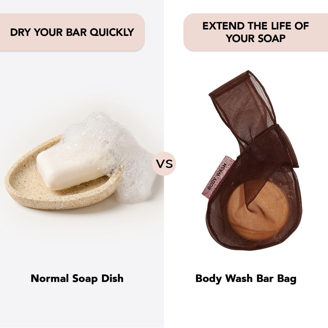 Kitsch Bar Soap Saver Bag – Recycled Mesh Beauty Bar Pouch For Body Wash, Conditioner & Shampoo Bars, Holder To Preserve Soap, Eco-Friendly, Patented Bag – Chocolate : Beauty & Personal Care