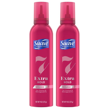 Suave Mousse, Extra Hold 7 Shaping – Styling Mousse for Curly Hair, Wavy, All Hair Types, Moisturizing & Nourishing Mousse Hair Foam, Scented, 9 Oz (Pack of 2)