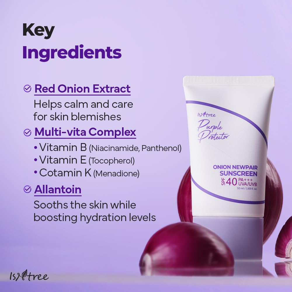 Isntree Onion Newpair Sunscreen 50Ml, 1.69 Fl.Oz | Spf 40 | Korean Skincare | Hydrating Sun Protector | Evens Skin Tone | Purple Sunscreen | Broad Spectrum : Beauty & Personal Care