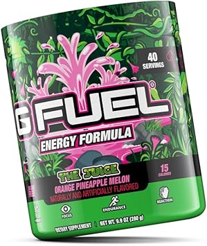 G Fuel The Juice Energy Powder, Sugar Free, Clean Caffeine Focus Supplement, Water Mix, Orange, Pineapple & Melon Punch Flavor, Focus Amino, Vitamin + Antioxidants Blend - 9.9 Oz (40 Servings)