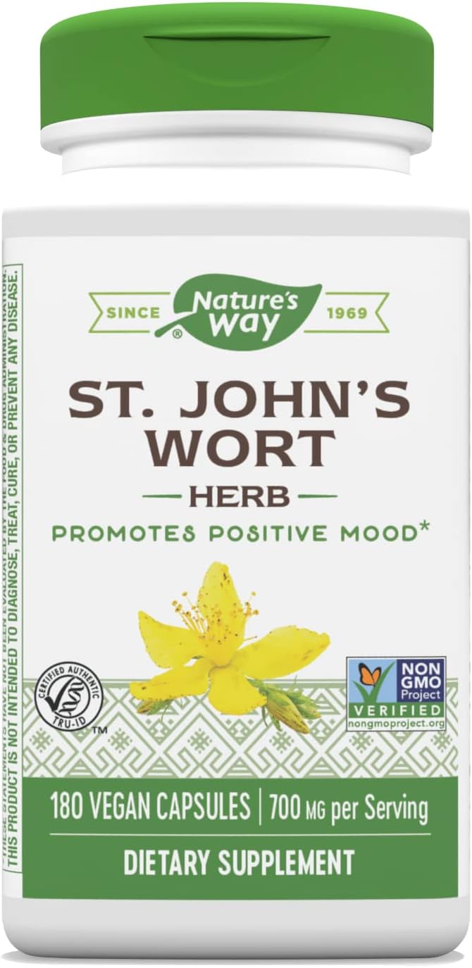 Nature's Way Premium St. John?s Wort Herb, Promotes A Positive Outlook*, 700 mg per serving, 180 Vegan Capsules