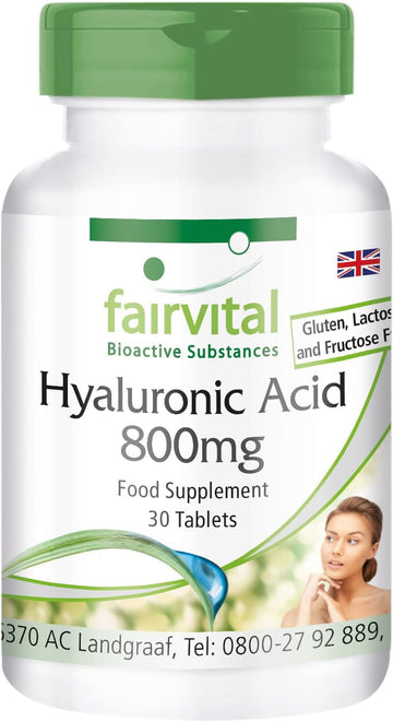 Fairvital | Hyaluronic acid 800 mg - 30 tablets - Extra high dosage - Monthly pack - 100% vegan - Quality tested - Made in Germany