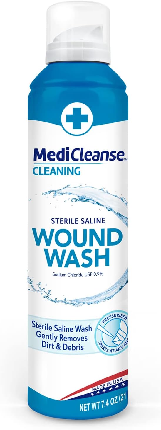 First Aid Sterile Saline Wound Wash, Promotes Healing, No Stinging Or Burning, 7.4 Oz Spray Can - Made In Usa