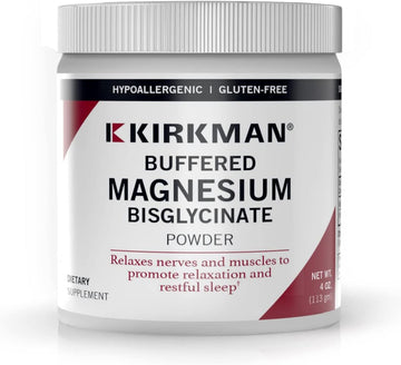 Kirkman - Buffered Magnesium Bisglycinate Powder - 4 oz - Relaxes Nerves & Muscles - Prompts Restful Sleep - Hypoallergenic