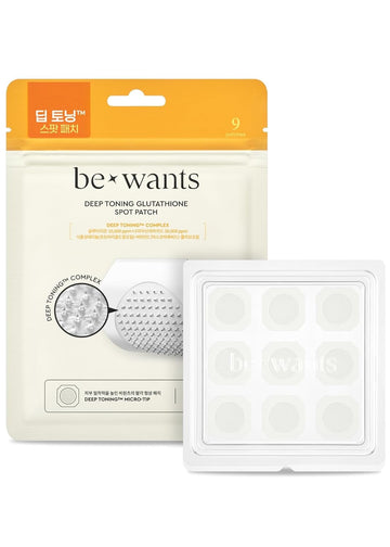 K-Beauty Bewants Deep Toning Glutathione Spot Patch - Korean Skincare | Micro Tip Patches For Improving Skin Elasticity, Texture, Blemishes & Pigmentation | 9 Patches Per Package