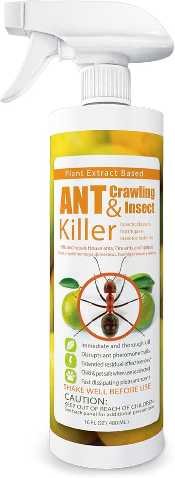 Ecovenger Ant Killer & Crawling Insect Killer (Citrus Scent) 16 Oz, Kills Fast In Minutes, Also Kills Spiders, Centipedes & More, Repels With Residual, Natural & Non-Toxic, Children & Pets Safe