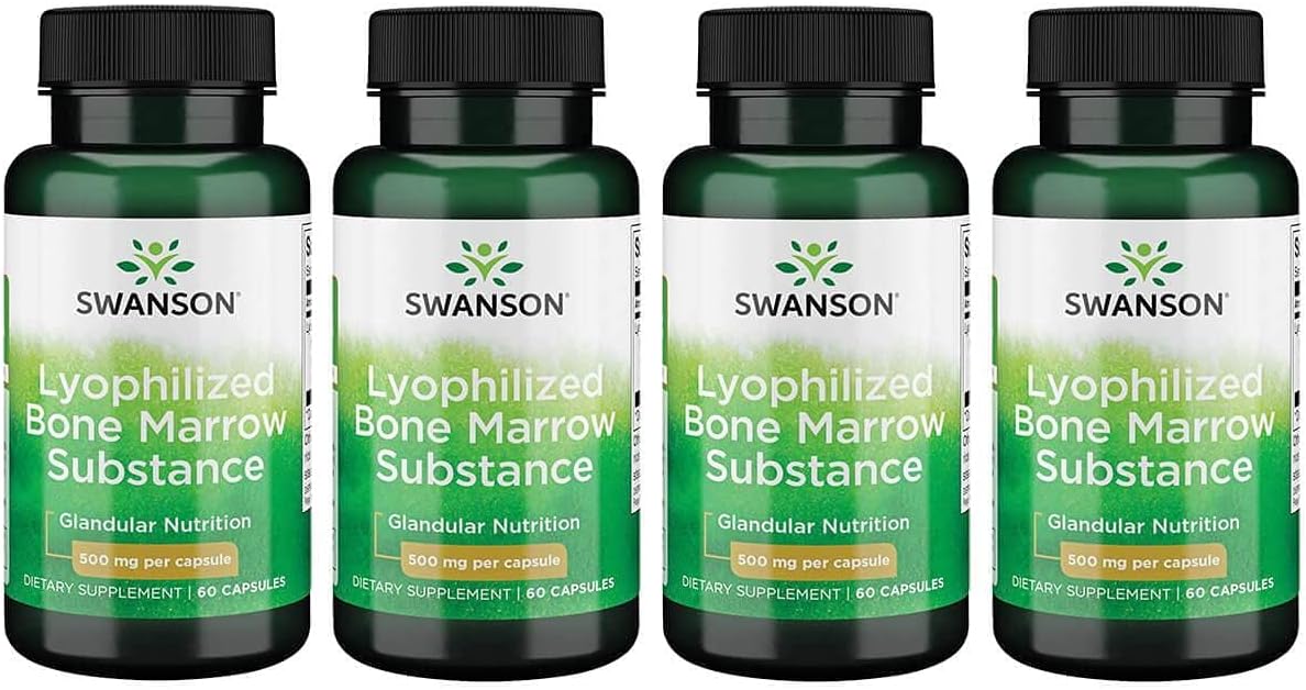 Swanson Raw Lyophilized Bone Marrow Substance 500 Milligrams 60 Capsules (4 Pack)