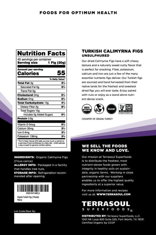 Terrasoul Superfoods Organic Turkish Figs 6Lb Bundle (3-2Lb Resealable Packages)