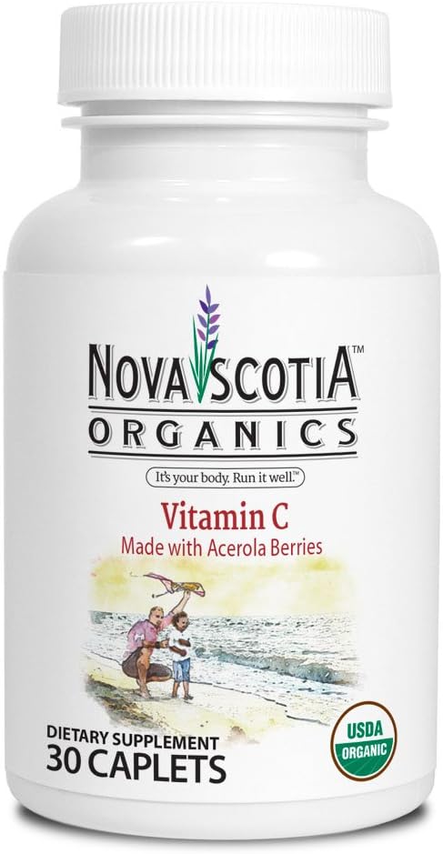 Nova Scotia Organics Vitamin C (30 Caplets); Organic; Vegan; Vegetarian; GMO Free; Acerola